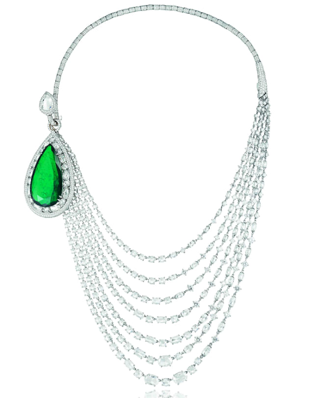 Chopard High Jewellery necklace with pear-shaped emerald pendant DECOR NECKLACE